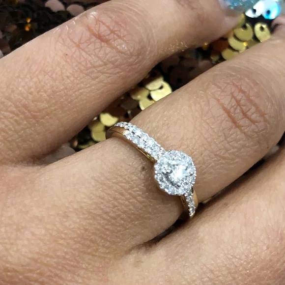 10k solid gold real solitaire diamond engagement bridal ring set free appraisal! - Picture 12 of 13